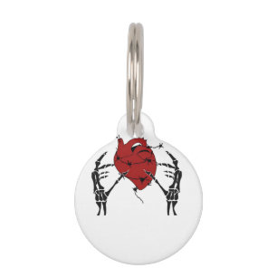 Médaillon Pour Animaux Coeur Et Mains - Squelette Mains Coeur