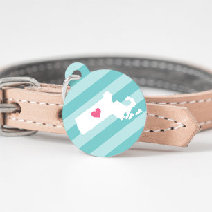 Médaillon Pour Animaux Coeur Massachusetts