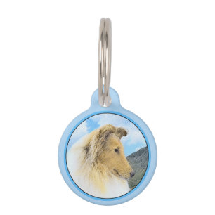Médaillon Pour Animaux Collie en Montagne (Rough) Peinture - Chien Art