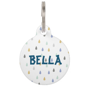 Médaillon Pour Animaux Colorful Raindrop Motif Personnalisable Nom de l'a