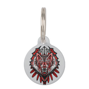Médaillon Pour Animaux Conception de totem tribal Haida Loup