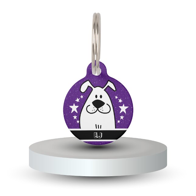 Médaillon Pour Animaux Conception personnalisée de Doodle de chien mignon (Personalized Cute Dog Doodle Design with QR code Pet ID Tag)