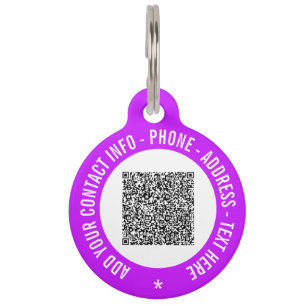 Médaillon Pour Animaux Concevez votre propre QR Code Texte Pet ID Modèle 