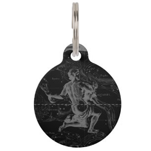 Médaillon Pour Animaux Constellation de Verseau Hevelius 1690 sur le noir