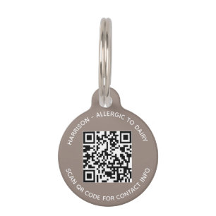 Médaillon Pour Animaux Contact d'analyse QR Code minimaliste Info personn