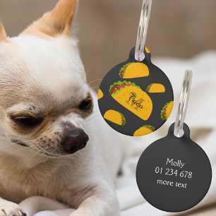 Médaillon Pour Animaux Cool et amusant yummy taco motif Monogramme
