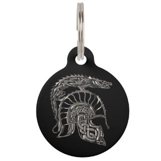 Médaillon Pour Animaux Cool Warrior Metallic Dragon Helmet