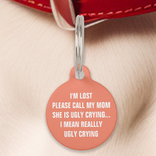 Médaillon Pour Animaux Corail "Appelle Ma Mère" Drôle