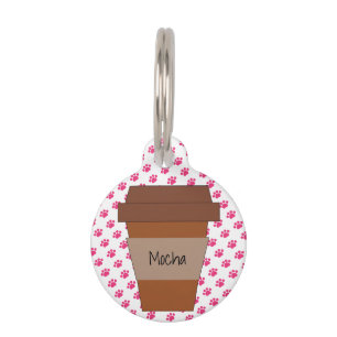 Médaillon Pour Animaux Coupe du Café sur Empreintes de pattes roses