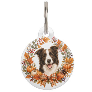 Médaillon Pour Animaux Couronne de Border Collie d'automne