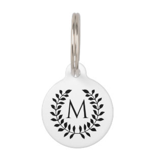 Médaillon Pour Animaux Couronne de laurier décorative avec monogramme per