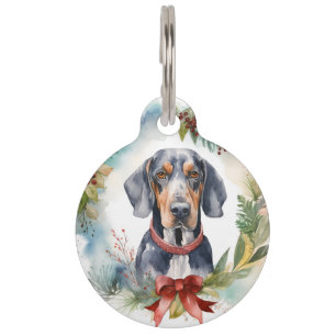 Médaillon Pour Animaux Couronne de Noël Bluetick Coonhound Chien festif