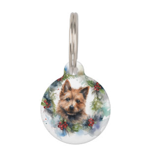 Médaillon Pour Animaux Couronne de Noël de Terrier Australien Chien de fê