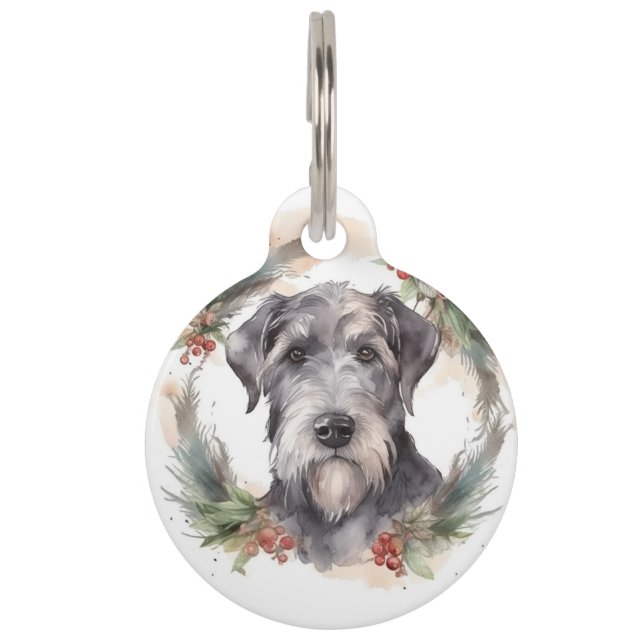 Médaillon Pour Animaux Couronne de Noël Lévrier Borzoï Chien de fête (Devant)