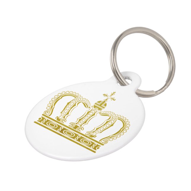 Médaillon Pour Animaux Couronne d'or + votre texte (Côté )