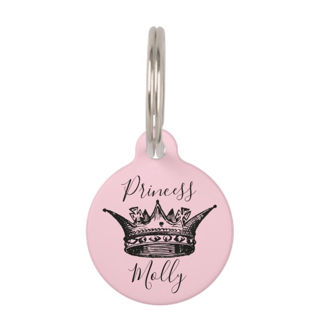 Médaillon Pour Animaux Couronne ornée de princesse rose (Devant)