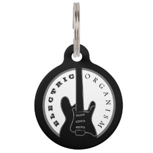 Médaillon Pour Animaux Coutume de blanc de noir de cool de musique rock