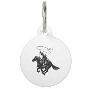 Médaillon Pour Animaux Cowboy à cheval bourré courant avec lasso