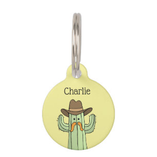 Médaillon Pour Animaux Cowboy Cactus Numéro d'identification personnalis