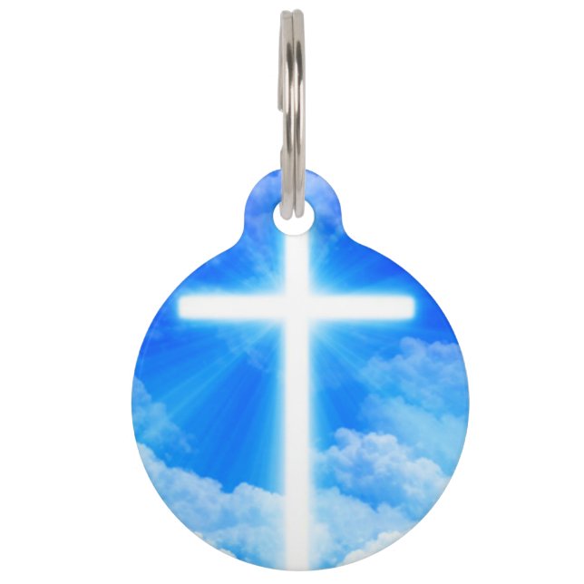 Médaillon Pour Animaux Croix de lumière Jésus-Christ chrétien personnalis (Devant)