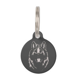Médaillon Pour Animaux Croquis De Tête De Tête De Loup Gris Et Blanc