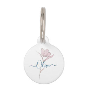 Médaillon Pour Animaux Croquis floral aquarelle personnalisée