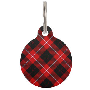 Médaillon Pour Animaux Cunningham Tartan rouge noir