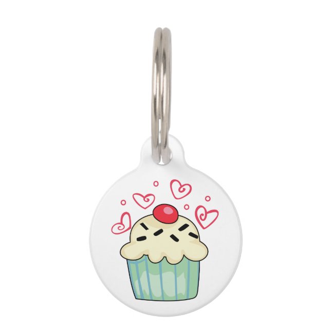 Médaillon Pour Animaux Cupcake et Coeurs (Devant)