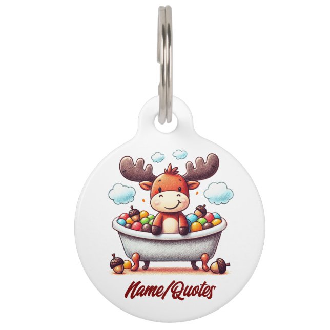 Médaillon Pour Animaux Cute Baby Moose Bath Time Cartoon Illustration (Devant)