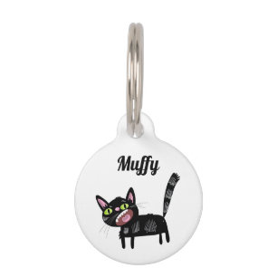 Médaillon Pour Animaux Cute Black Scruffy Cartoon Kitten Chat