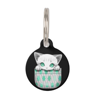 Médaillon Pour Animaux Cute de chat et pointe joueuse à partir d'une poch
