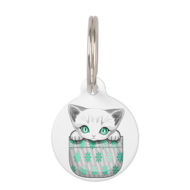 Médaillon Pour Animaux Cute de chat et pointe joueuse à partir d'une poch (Devant)