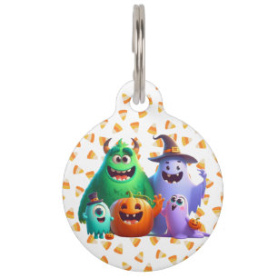 Médaillon Pour Animaux Cute et Cool, monstres d'Halloween