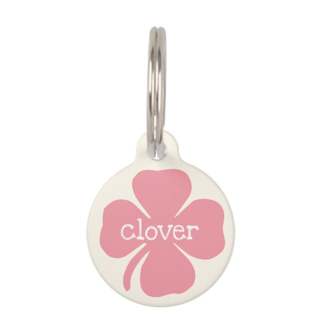 Médaillon Pour Animaux Cute Girly Lucky Pink Nom du trèfle (Devant)