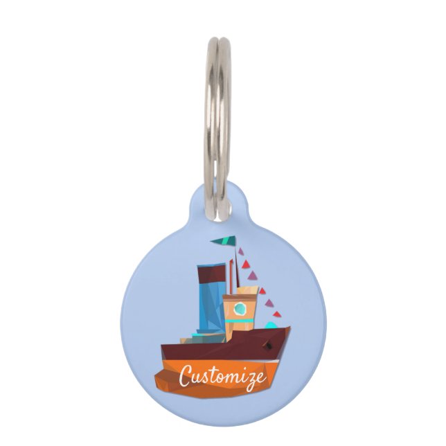 Médaillon Pour Animaux Cute Minuscule remorqueur Thunder-Cove (Dos)