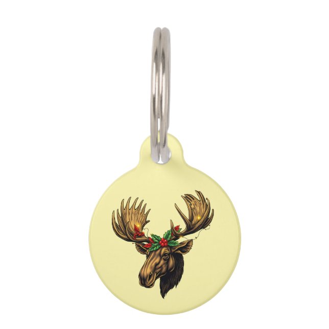 MÉDAILLON POUR ANIMAUX CUTE MOOSE CHRISTMAS DESIGN (Devant)
