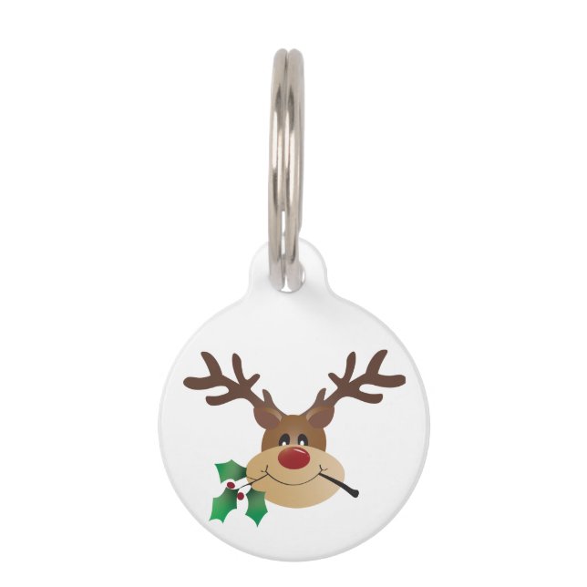 Médaillon Pour Animaux Cute Renne De Carton Avec Mistletoe (Devant)