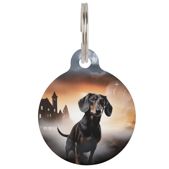 Médaillon Pour Animaux Dachshund Halloween Épouvantable (Devant)
