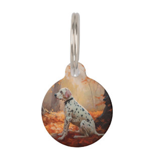 Médaillon Pour Animaux Dalmatien en Automne Les Feuilles Tombent Inspire