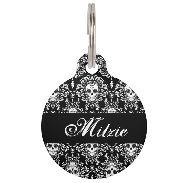 Médaillon Pour Animaux Damassé morte - étiquette faite sur commande (Devant)