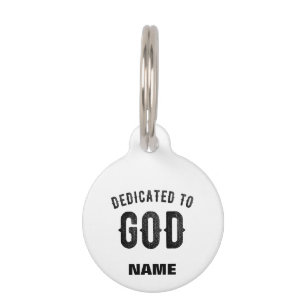 MÉDAILLON POUR ANIMAUX DÉDIÉ À DIEU COOL PERSONNALISABLE NOIR TEXTE