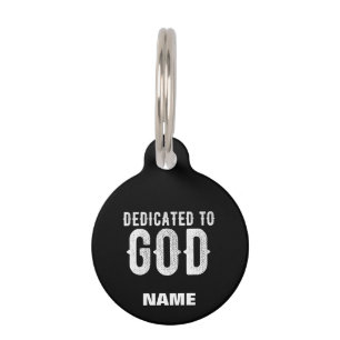 MÉDAILLON POUR ANIMAUX DÉDIÉ À DIEU COOL PERSONNALISABLE TEXTE BLANC