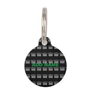 MÉDAILLON POUR ANIMAUX DÉDIÉ À DIEU PERSONNALISABLE COOL TEXTE BLANC