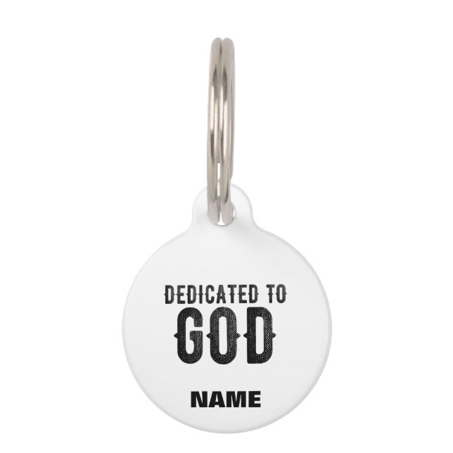 MÉDAILLON POUR ANIMAUX DÉDIÉ À DIEU PERSONNALISABLE COOL TEXTE NOIR (Devant)
