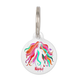 Médaillon Pour Animaux Déesse aux cheveux longs multicolores Thunder_Cove