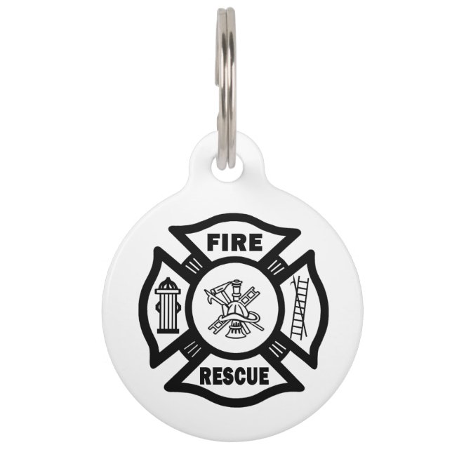 Médaillon Pour Animaux Délivrance du feu de sapeur-pompier (Devant)