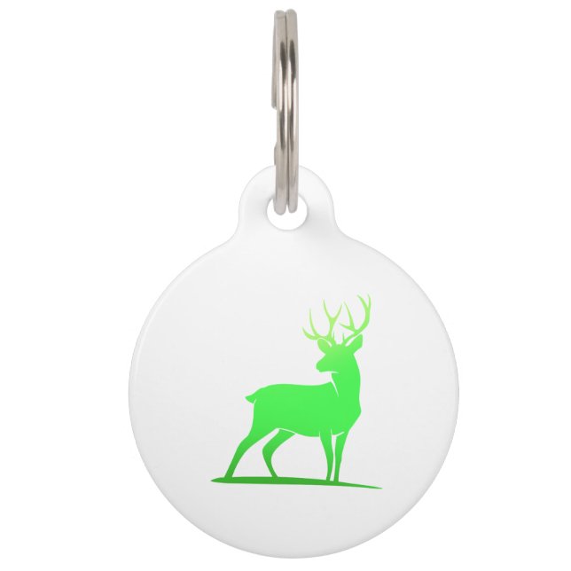 Médaillon Pour Animaux Design de silhouette de cerf vert (Devant)
