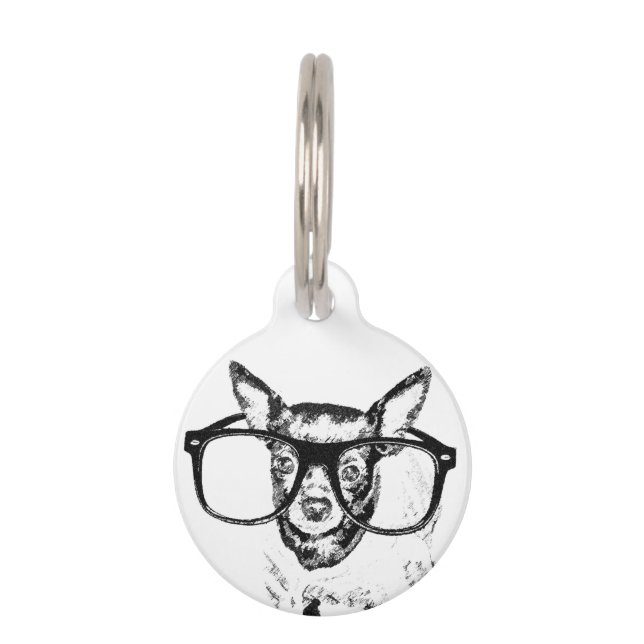 Médaillon Pour Animaux Dessin d'illustration de chien de chiwawa (Devant)