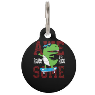 Médaillon Pour Animaux dinosaure mignon avec lunettes dinosaures balades