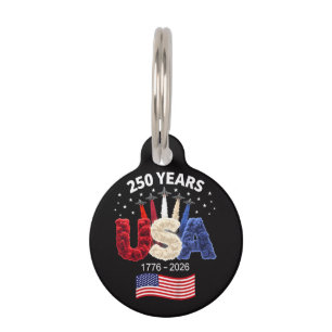 Médaillon Pour Animaux Drapeau américain 250e anniversaire USA 250 ans
